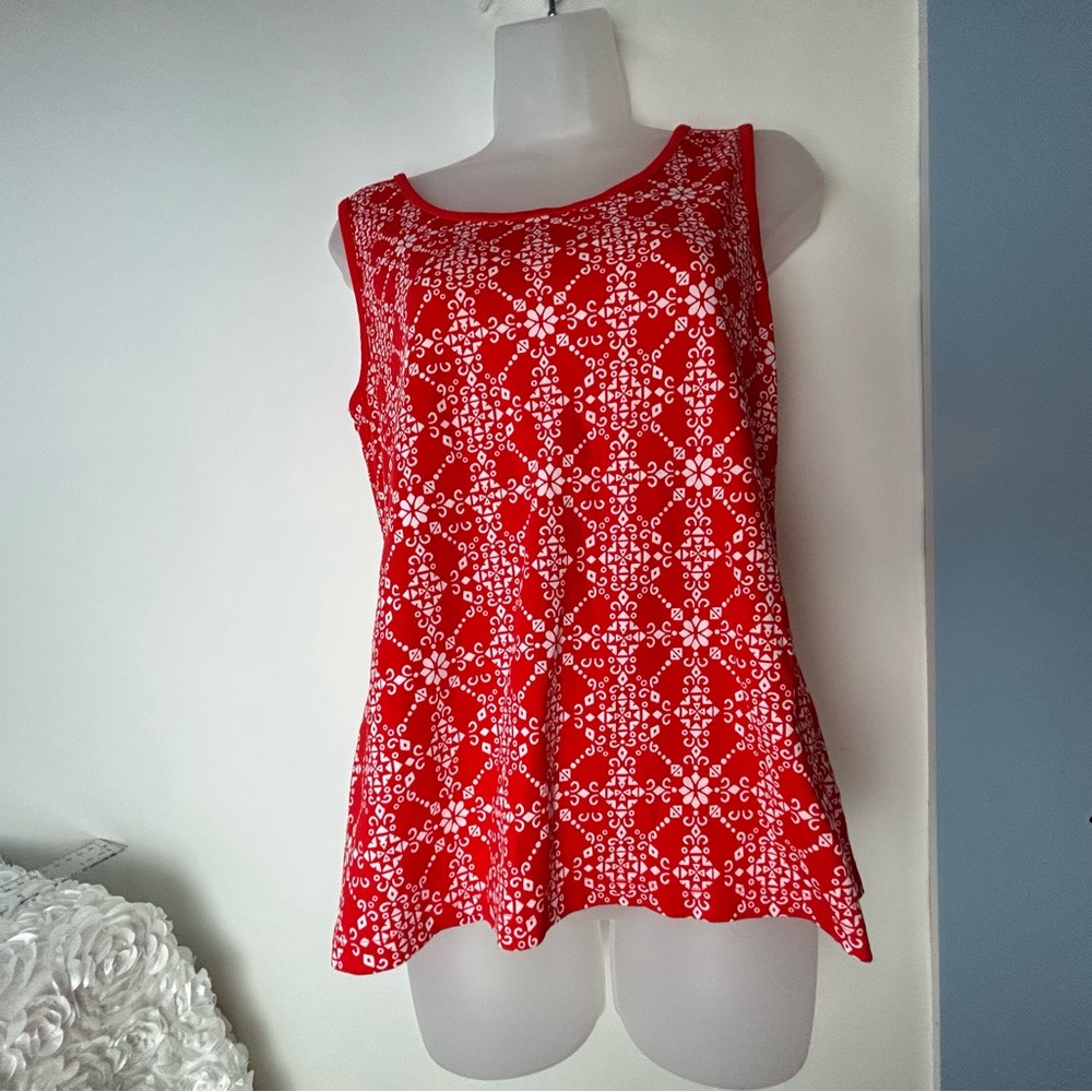 Lands' End Red Paisley Tank Top Women's Medium 10-12